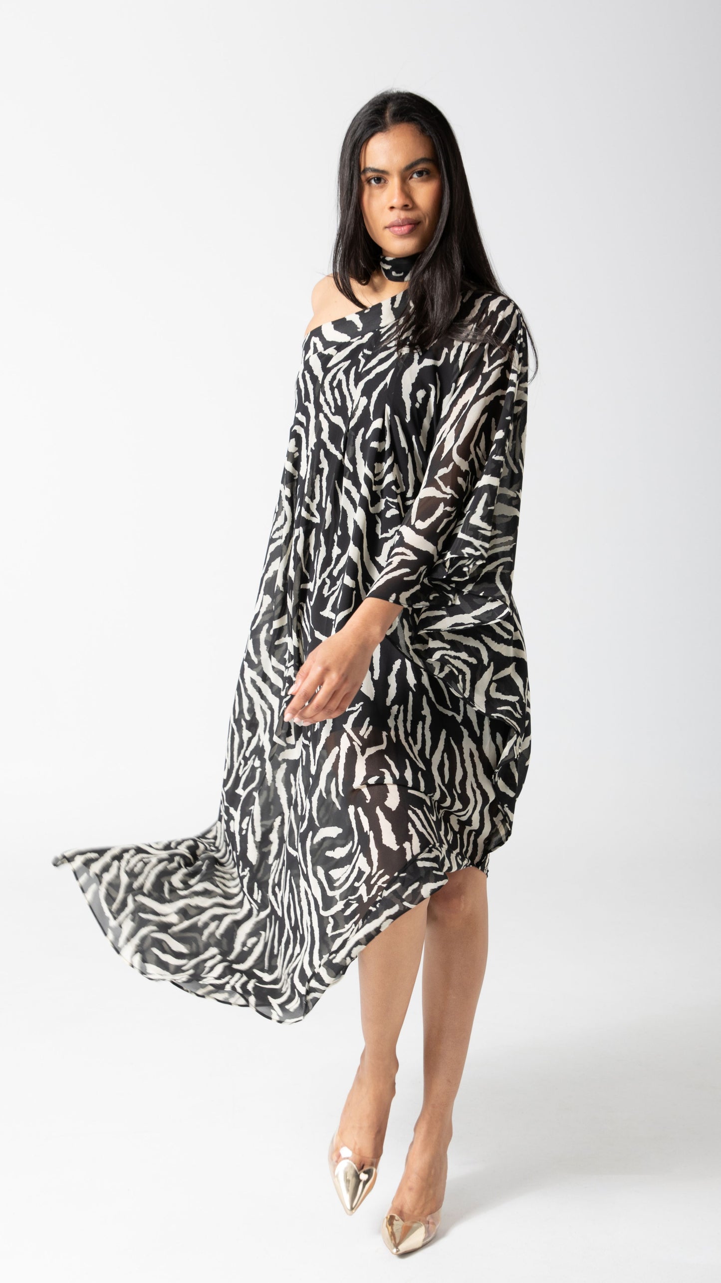 Hadassah Chiffon Dress - Zebra Print