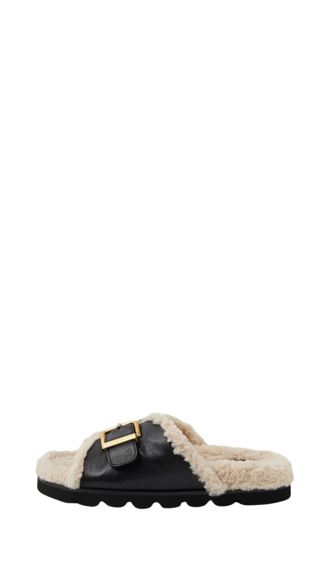 Mollini Esme Leather-Shearling Slides - Black
