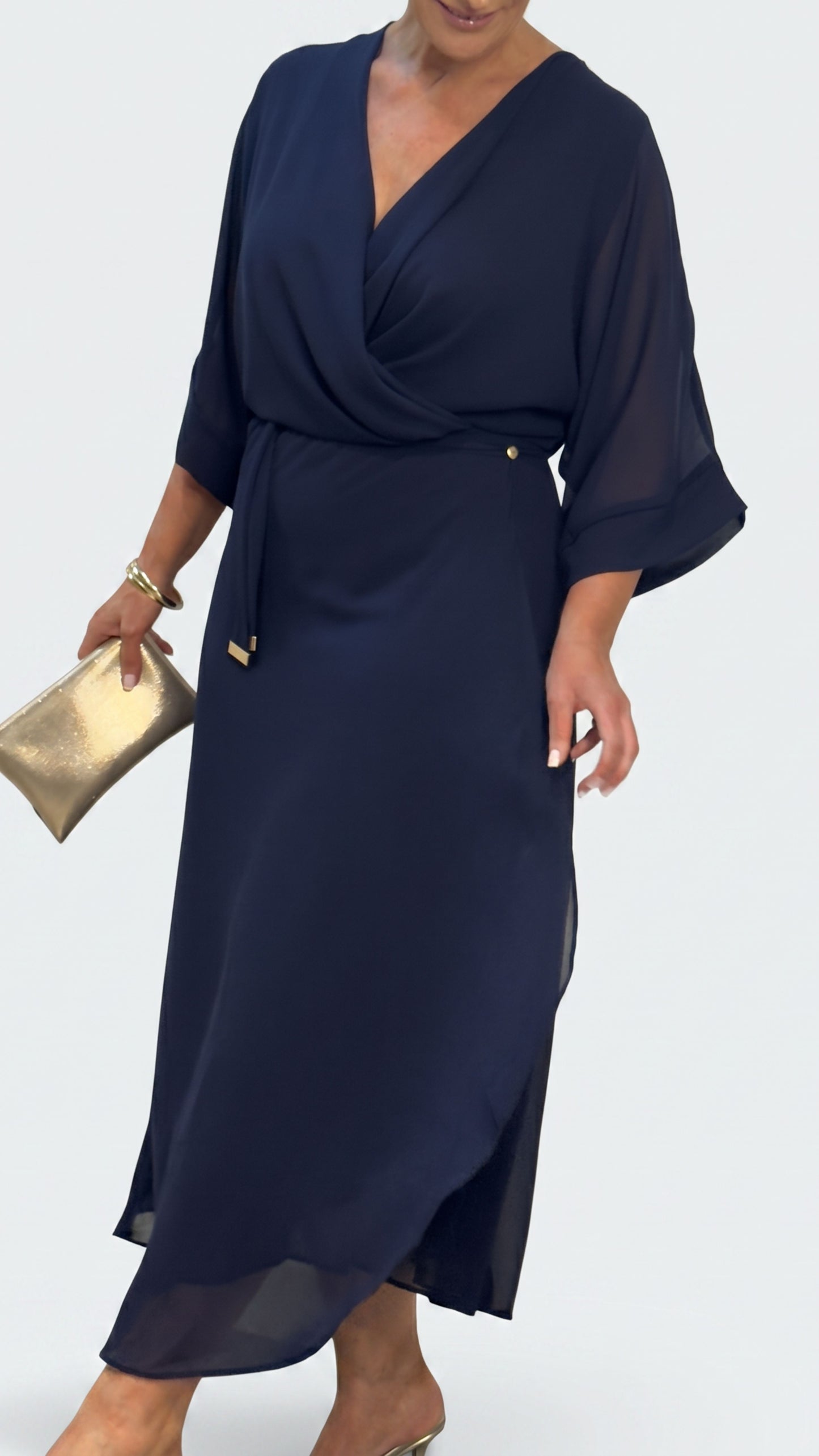 Cascade Chiffon Events Dress - Navy