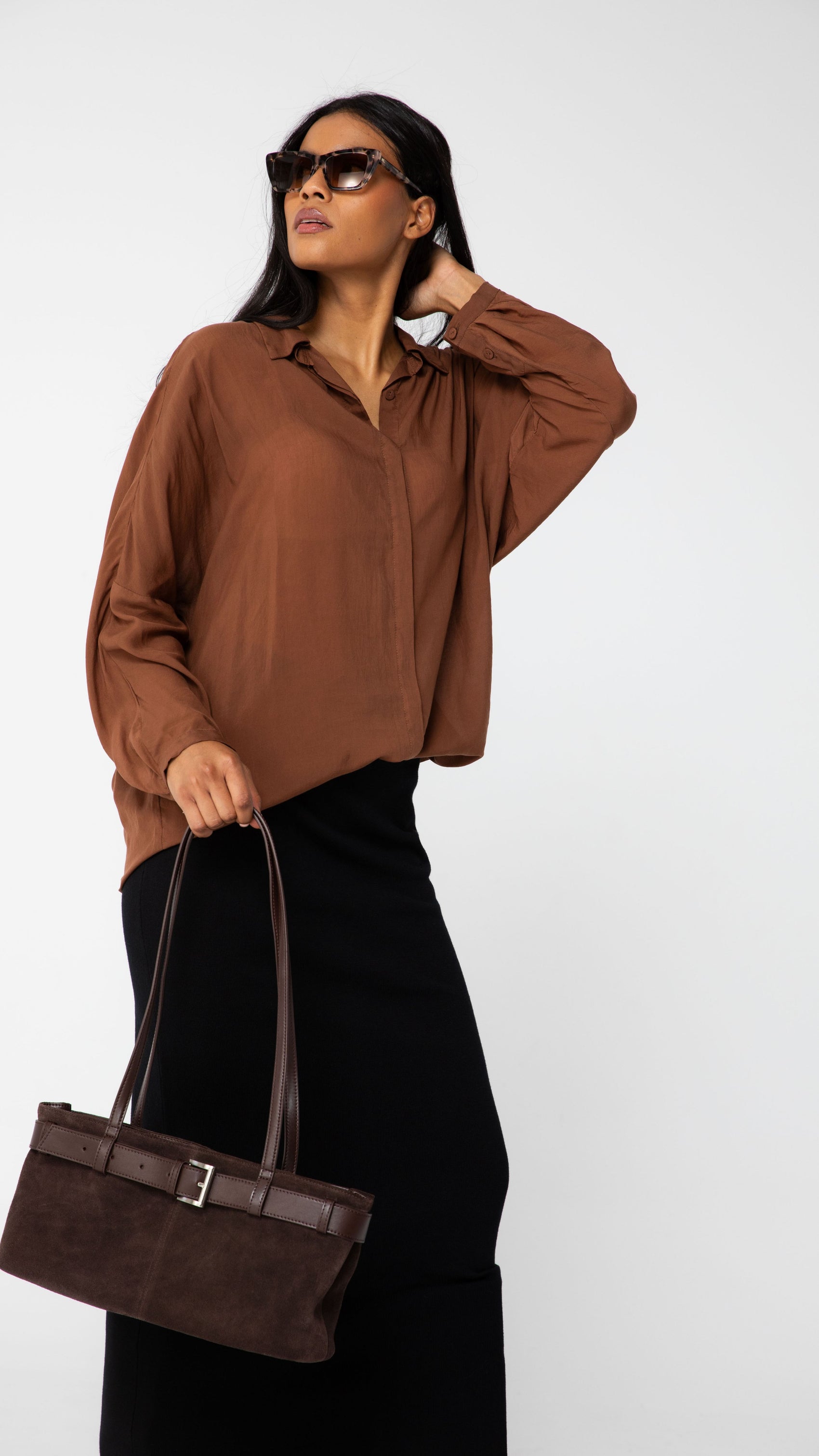 Axis Lyocell Tencel Shirt - Chocolate