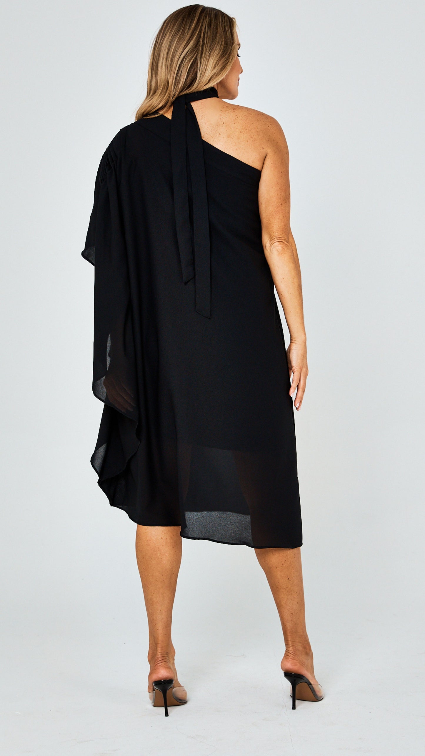 Toulouse One Shoulder Dress - Black