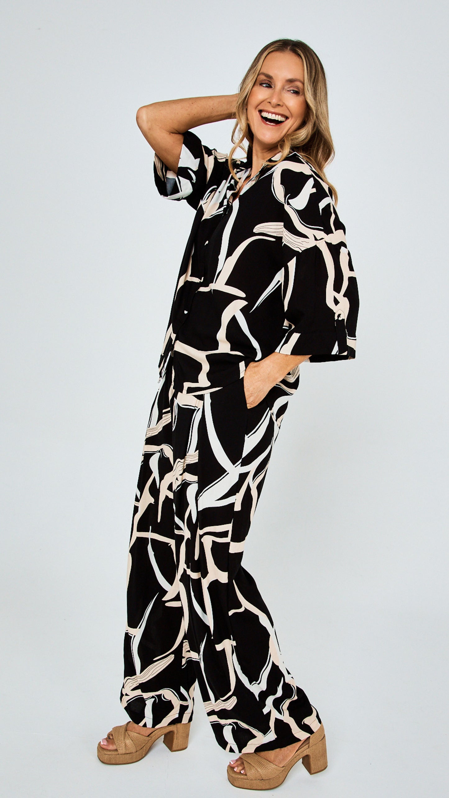 Georgie Rayon Shirt - Black Print