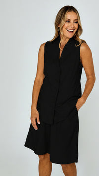 Hannah Linen Rami Bermuda Shorts - Black