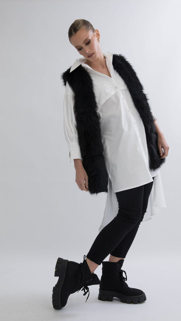 Eyelet Designer Longline Dress/Shirt - White