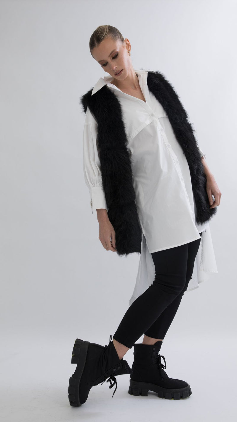 Eyelet Designer Longline Dress/Shirt - White
