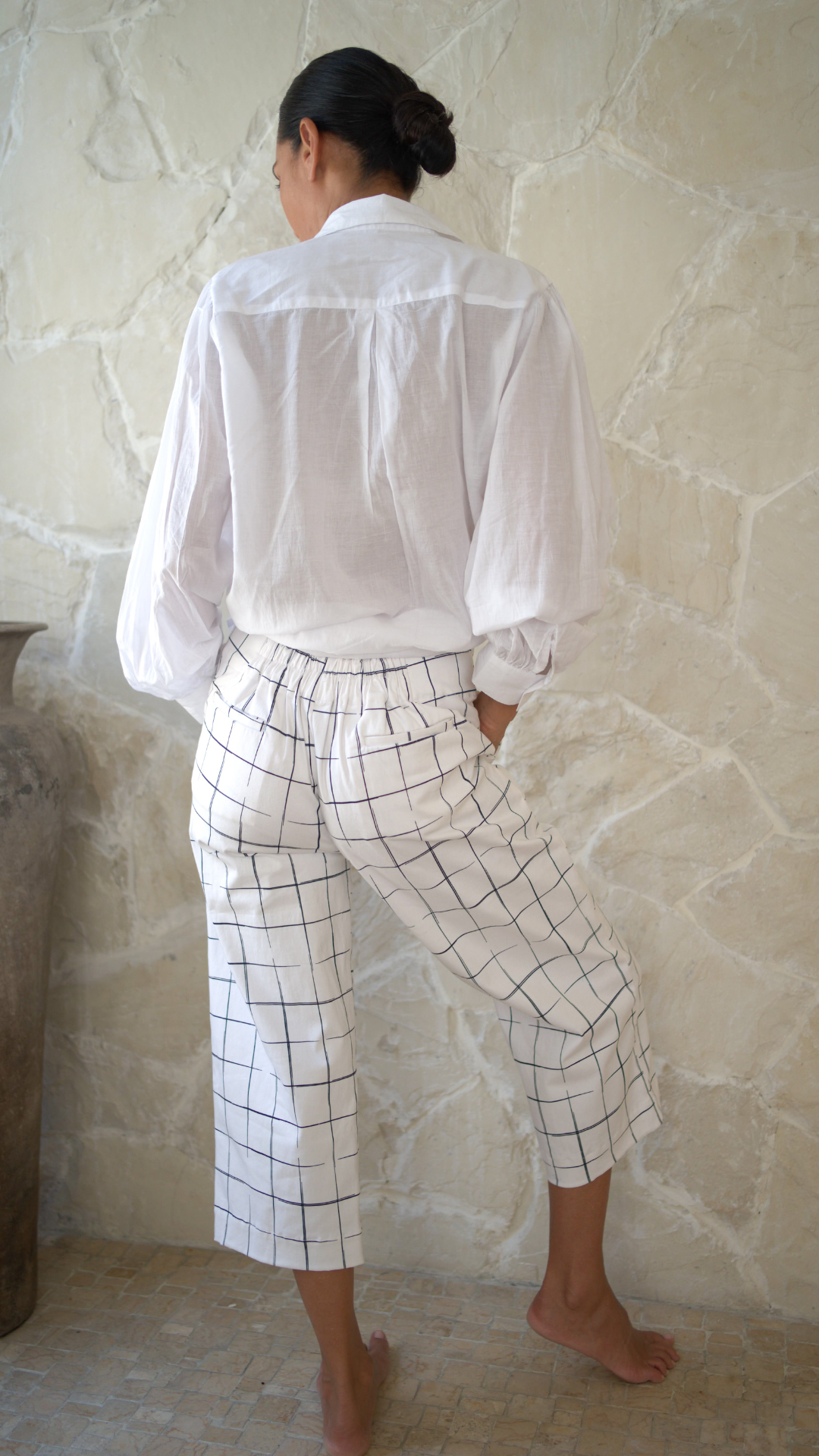 Harley Pants - White with Black print