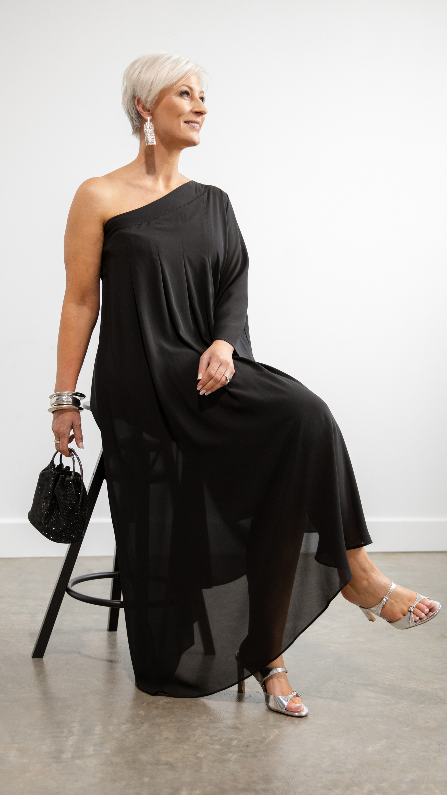 Olga Berg Mabel Black Crystal Top Handle - Black