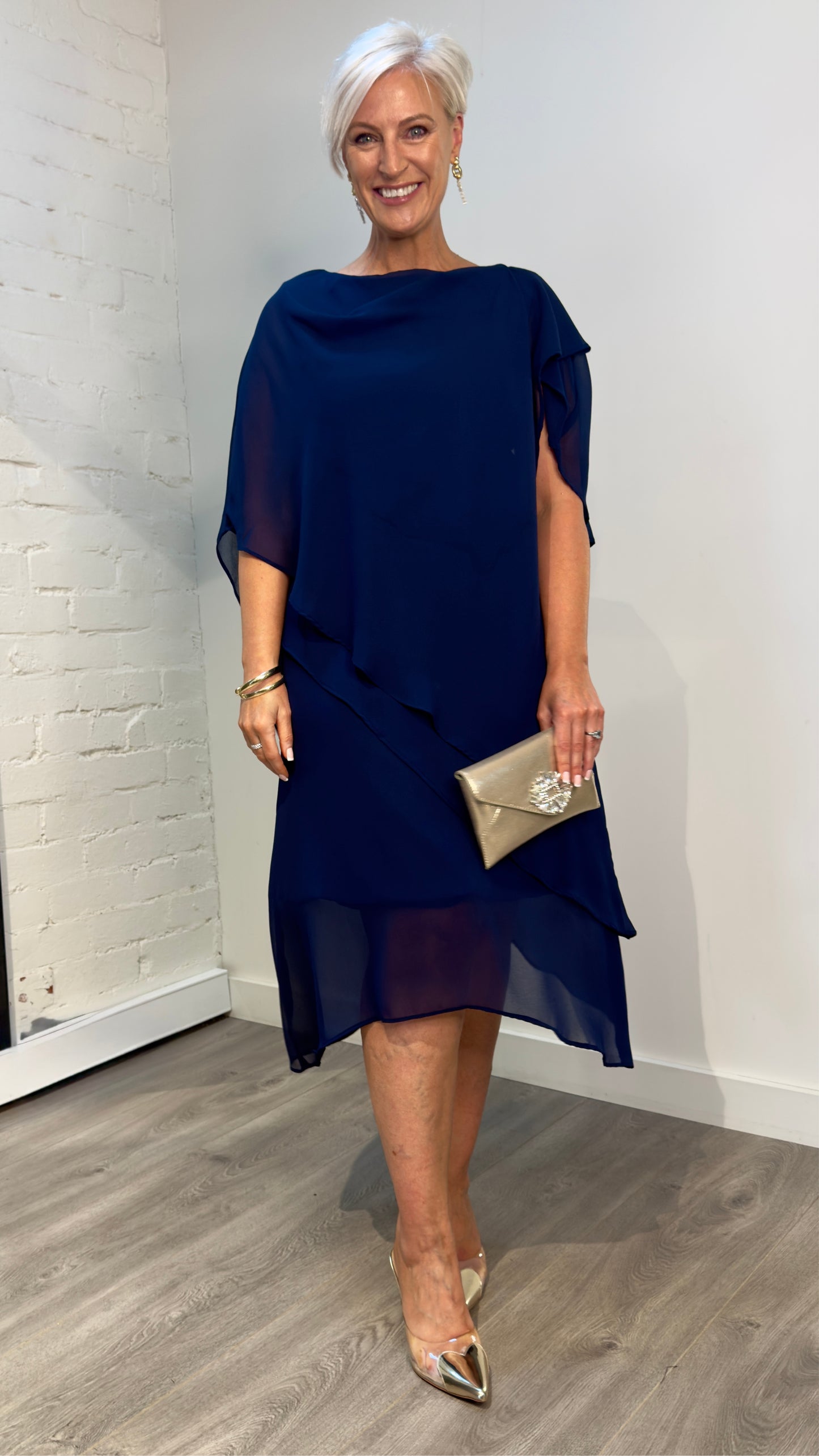 Zahra Chiffon Events Dress - Navy