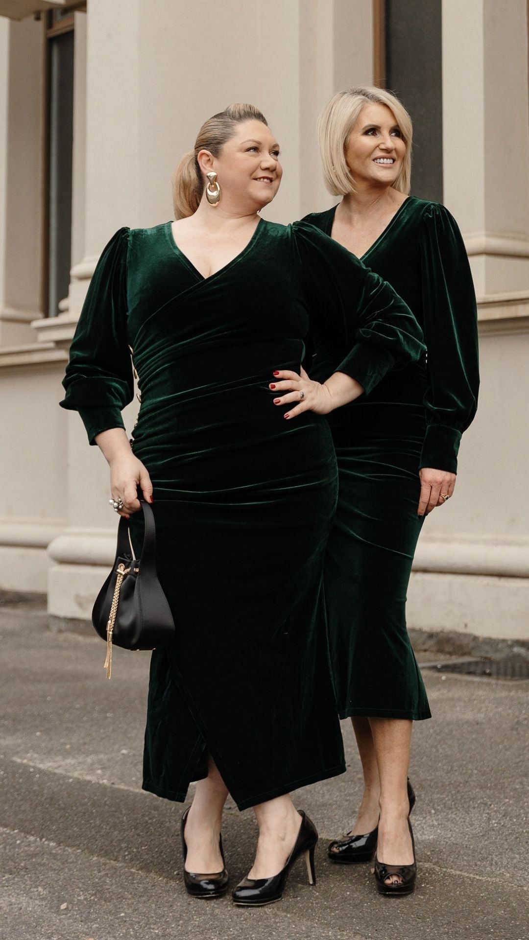 Alba Stretch Velvet Dress - Emerald