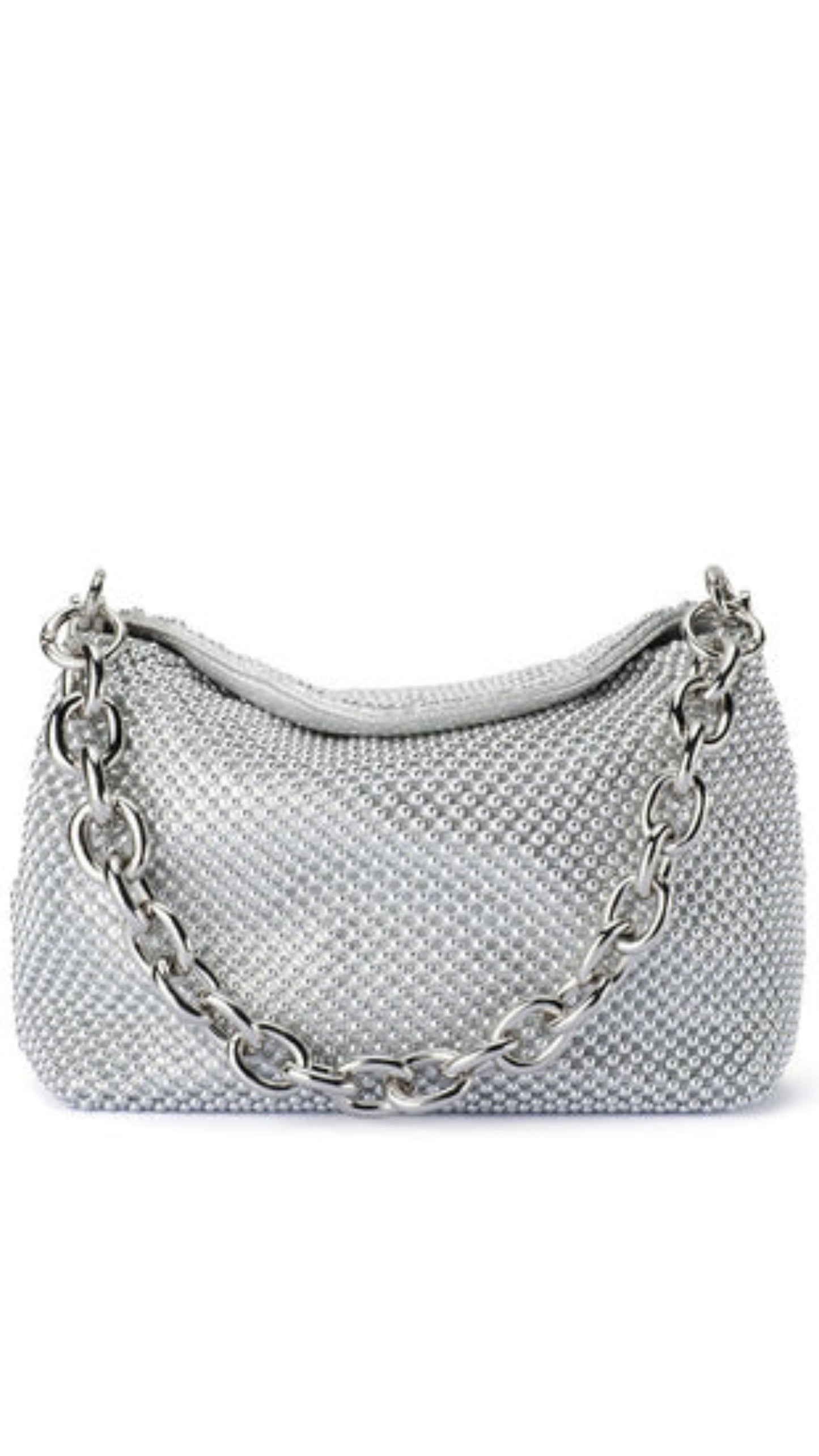 Skylar Silver Ball Mesh Bag - Silver