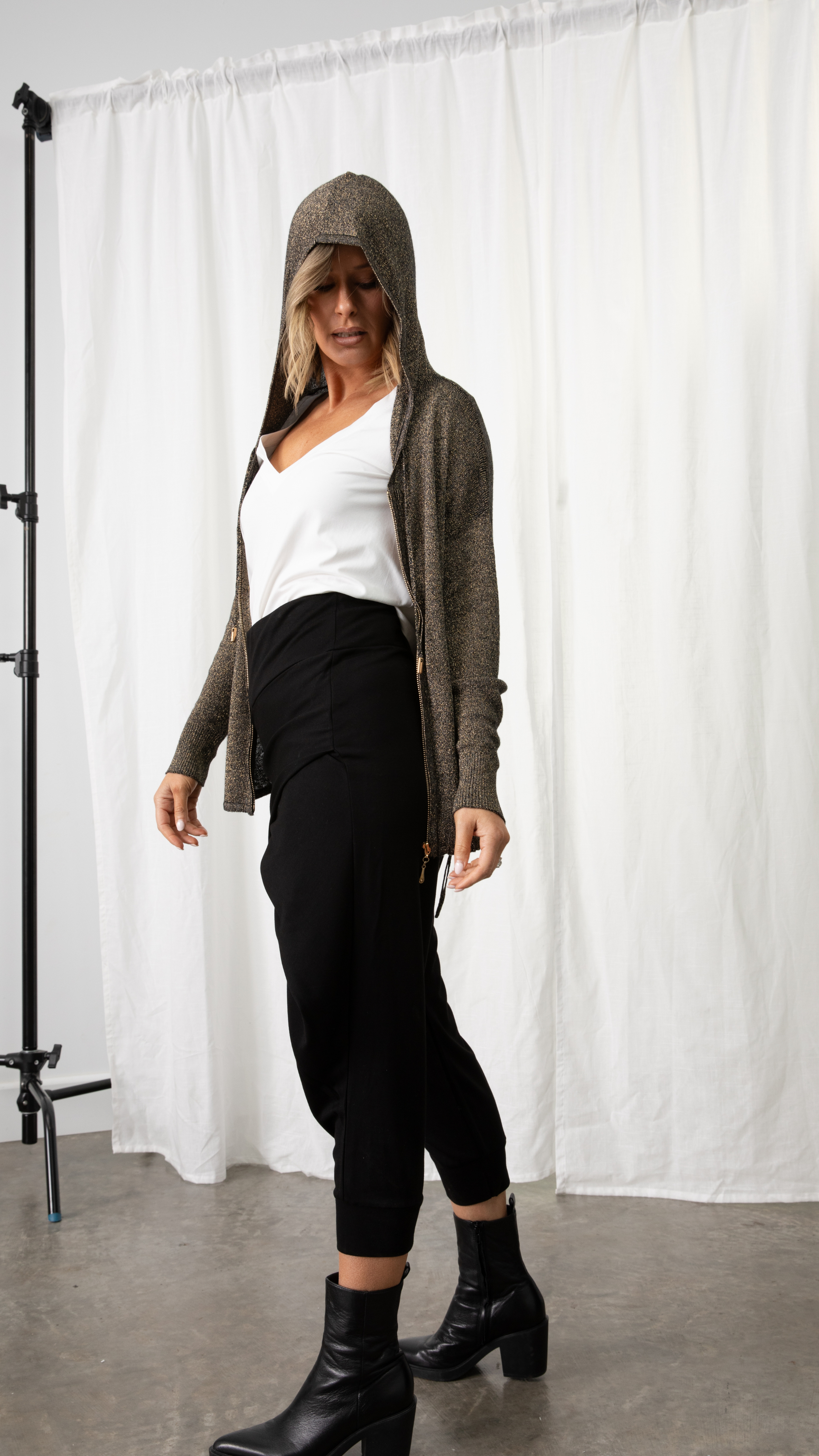 Preston V Neck Recycled Cotton/Bamboo Relaxed Tee - White