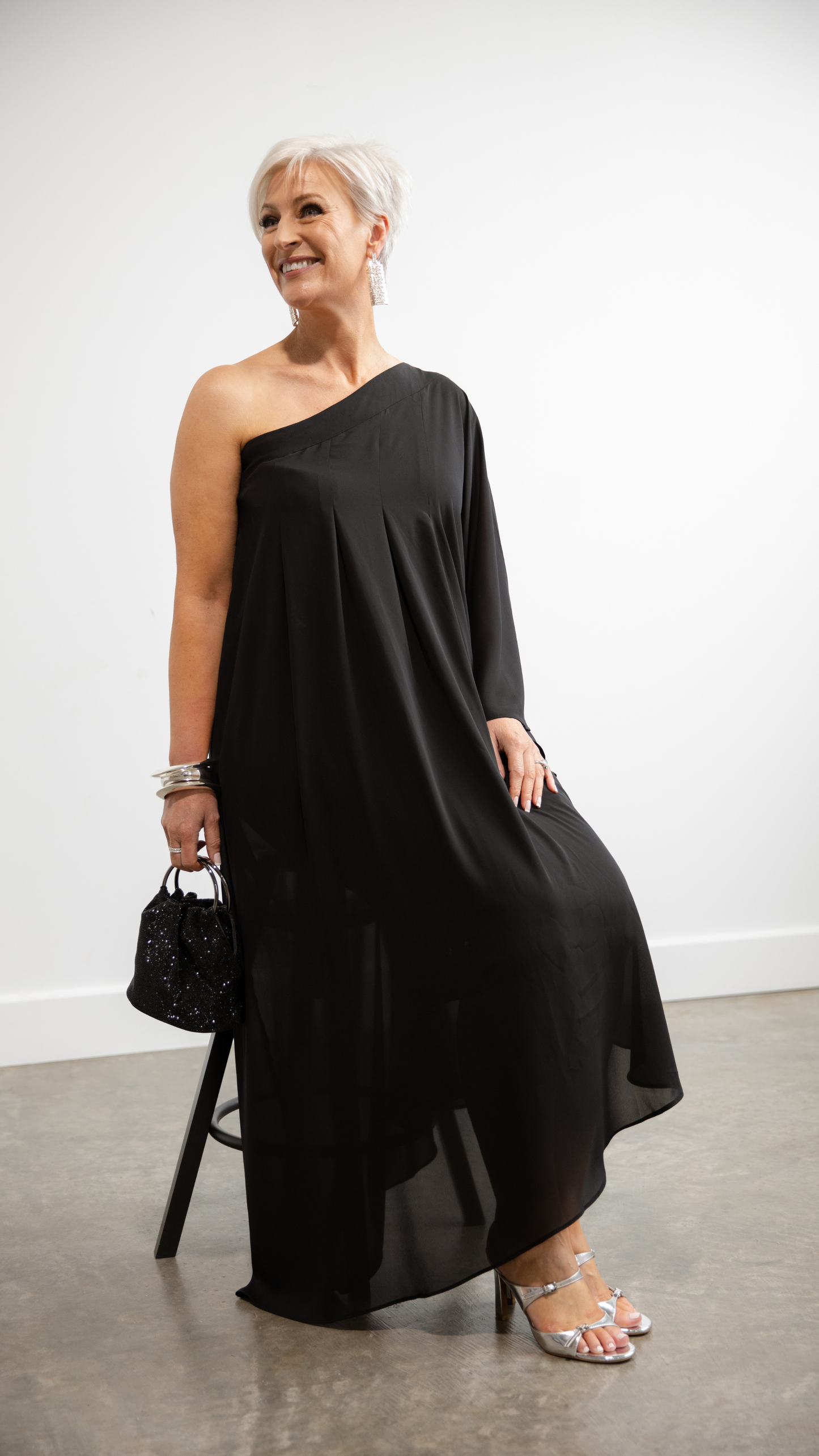 Olga Berg Mabel Black Crystal Top Handle - Black