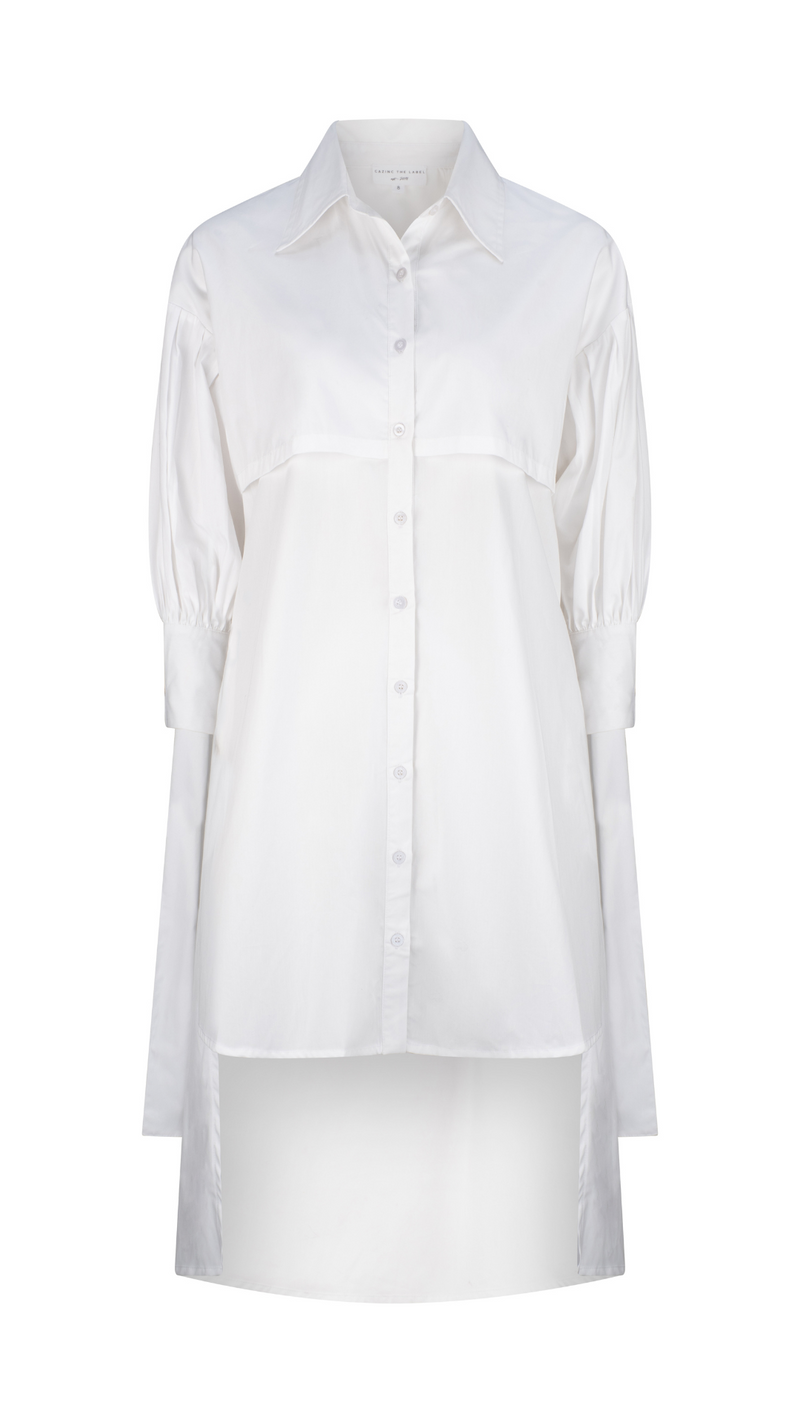 Eyelet Designer Longline Dress/Shirt - White