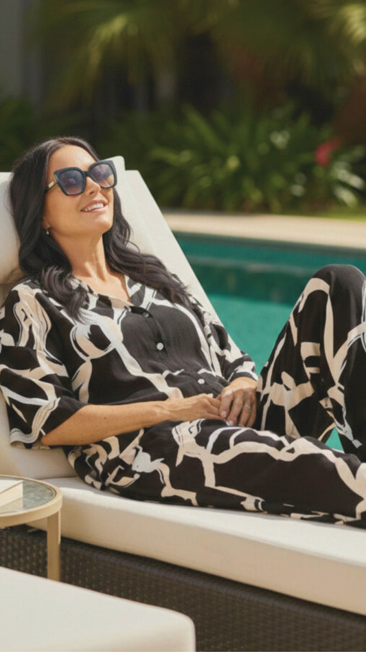 Georgie Rayon Shirt - Black Print