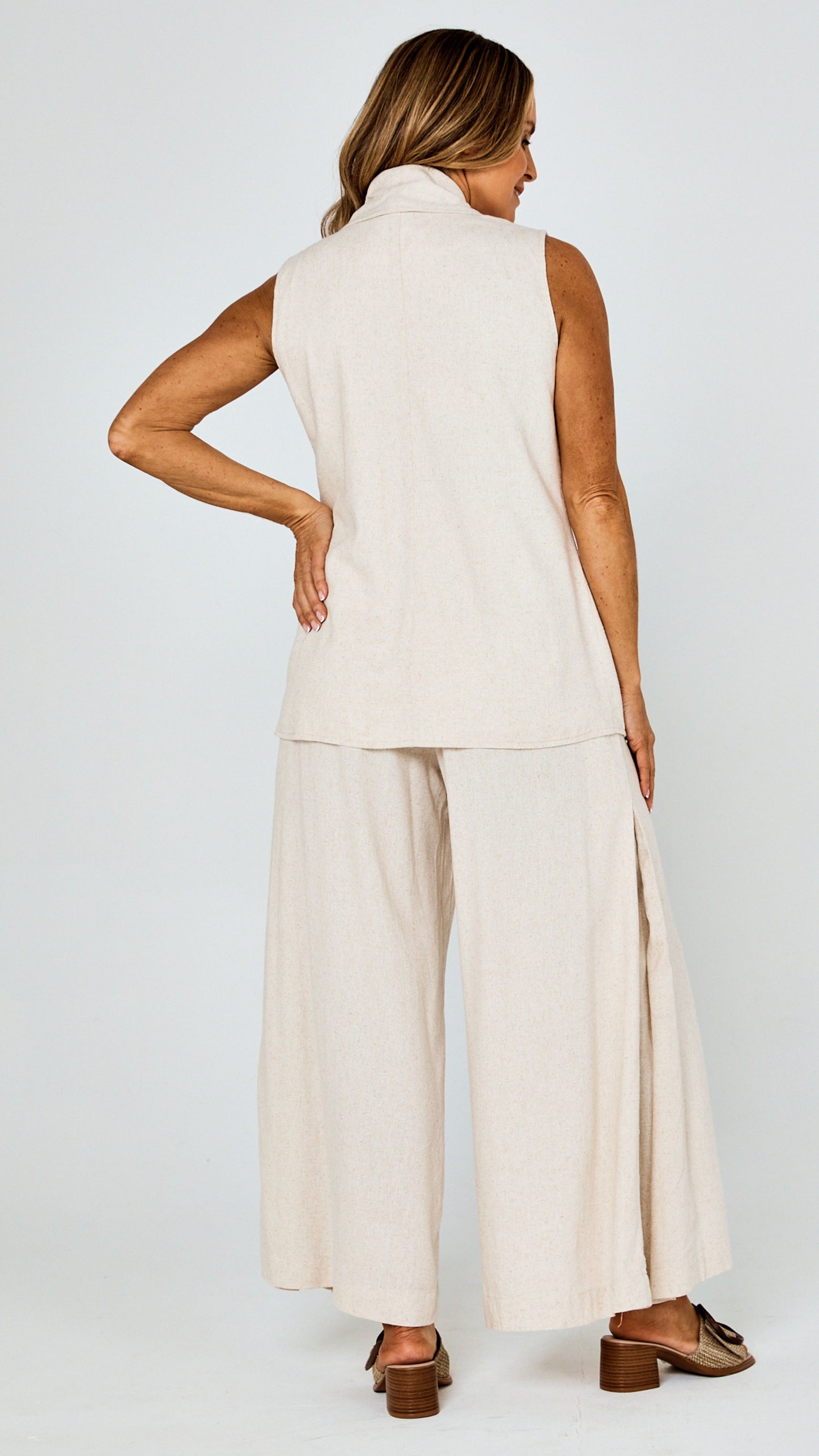 Hannah Linen Rami Pants- Beige