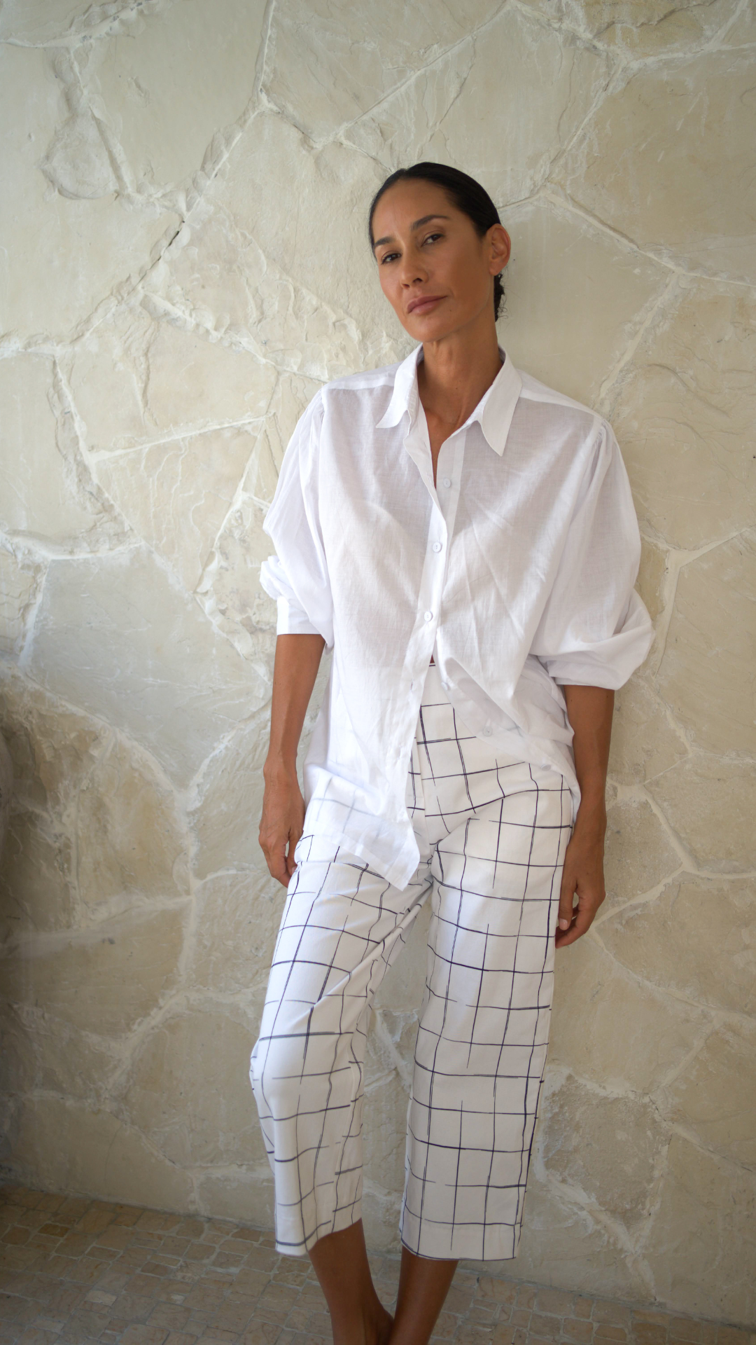 Harley Pants - White with Black print