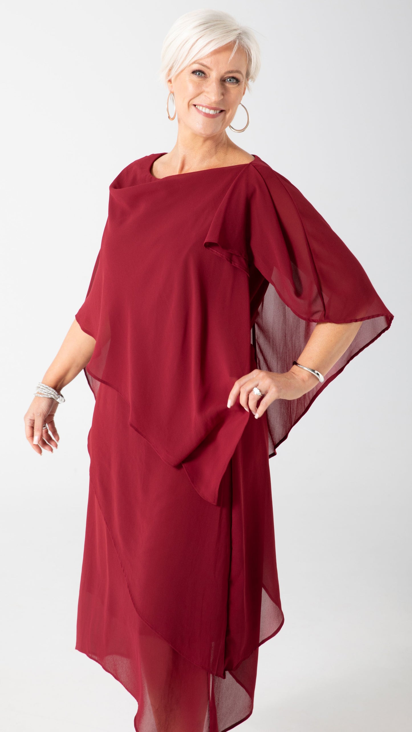 Zahra Chiffon Events Dress - Wine