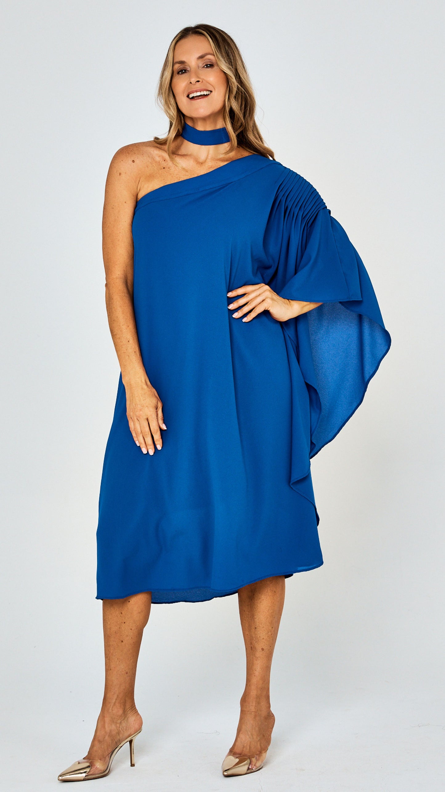 Toulouse One Shoulder Dress - Blue