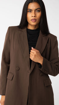 Midtown Longline Blazer - Chocolate