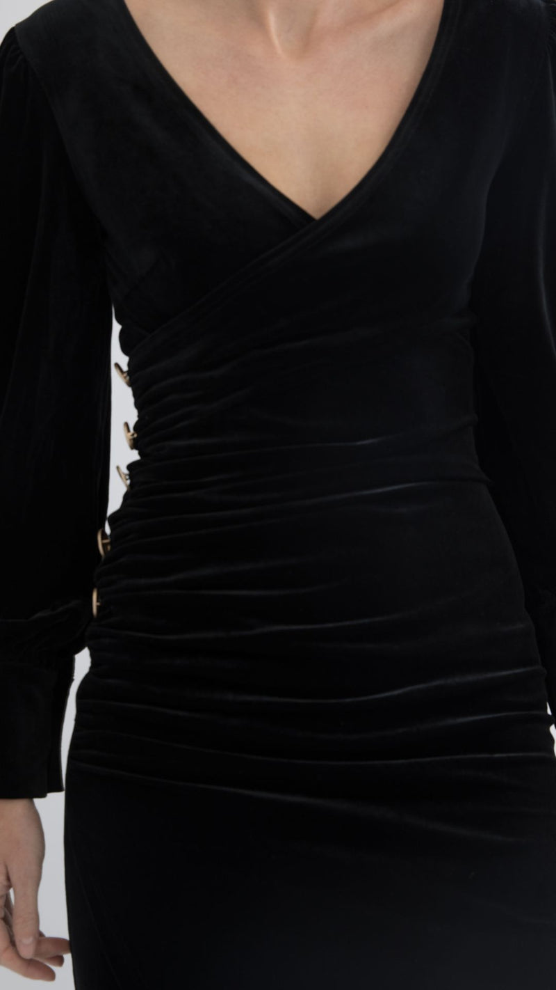 Alba Stretch Velvet Dress - Black