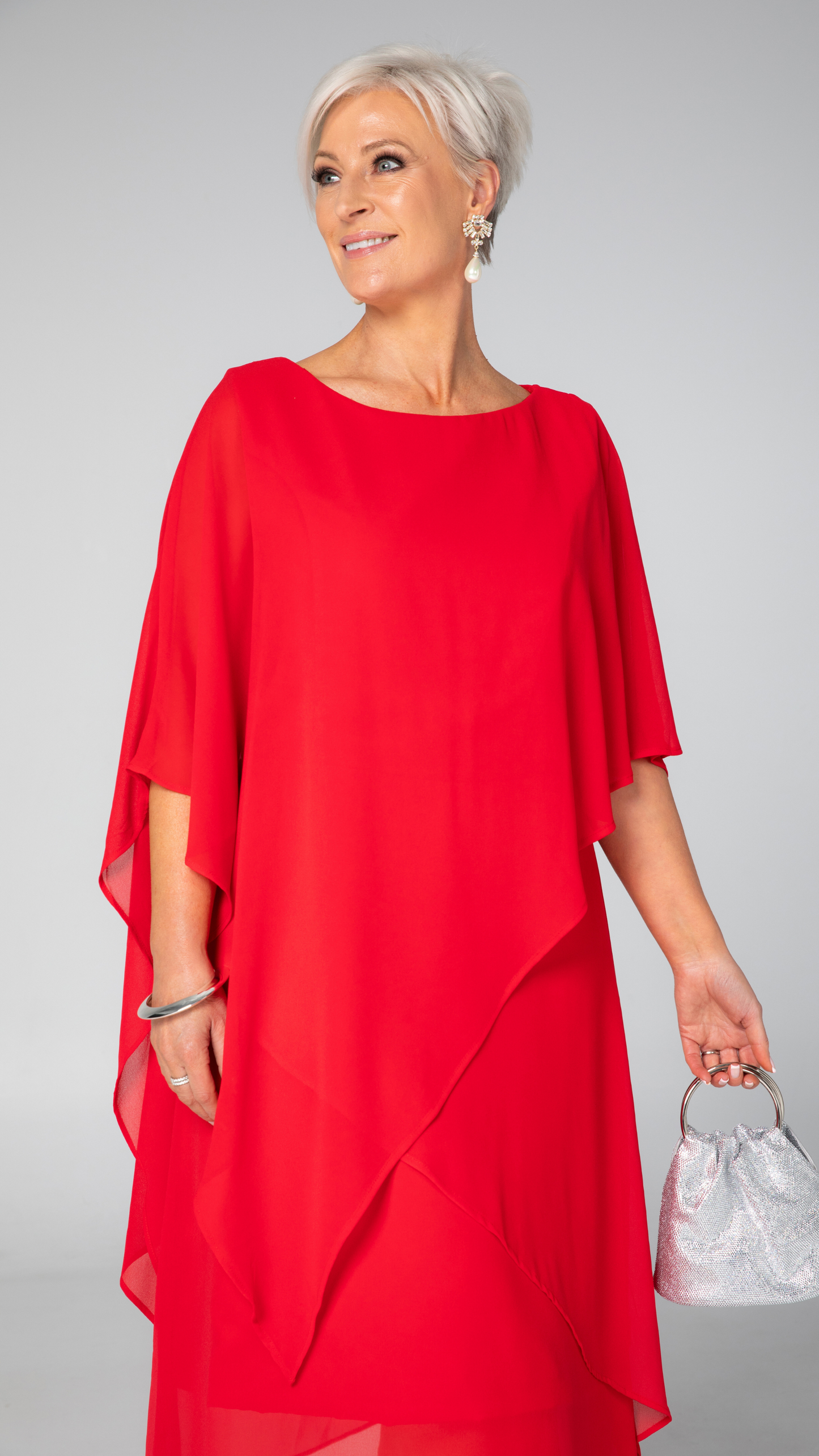 Zaria Chiffon Events Dress - Red