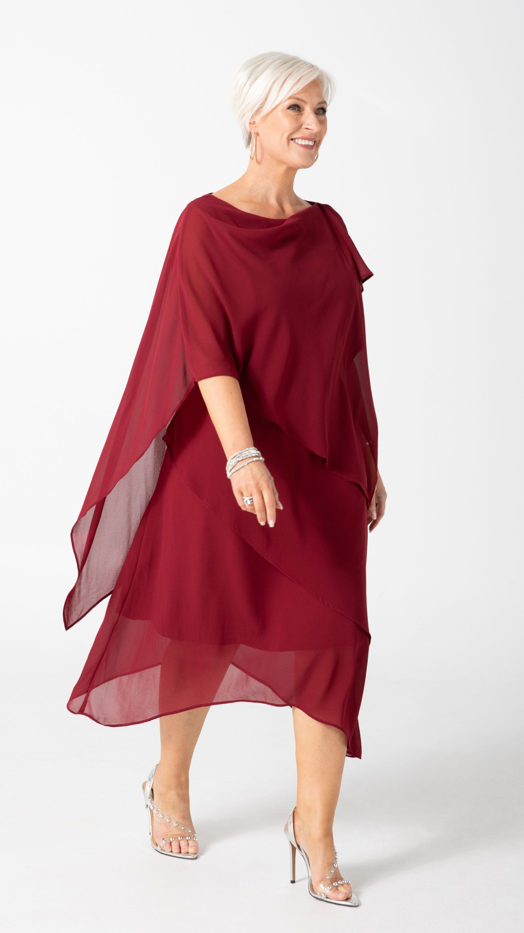 Zahra Chiffon Events Dress - Wine