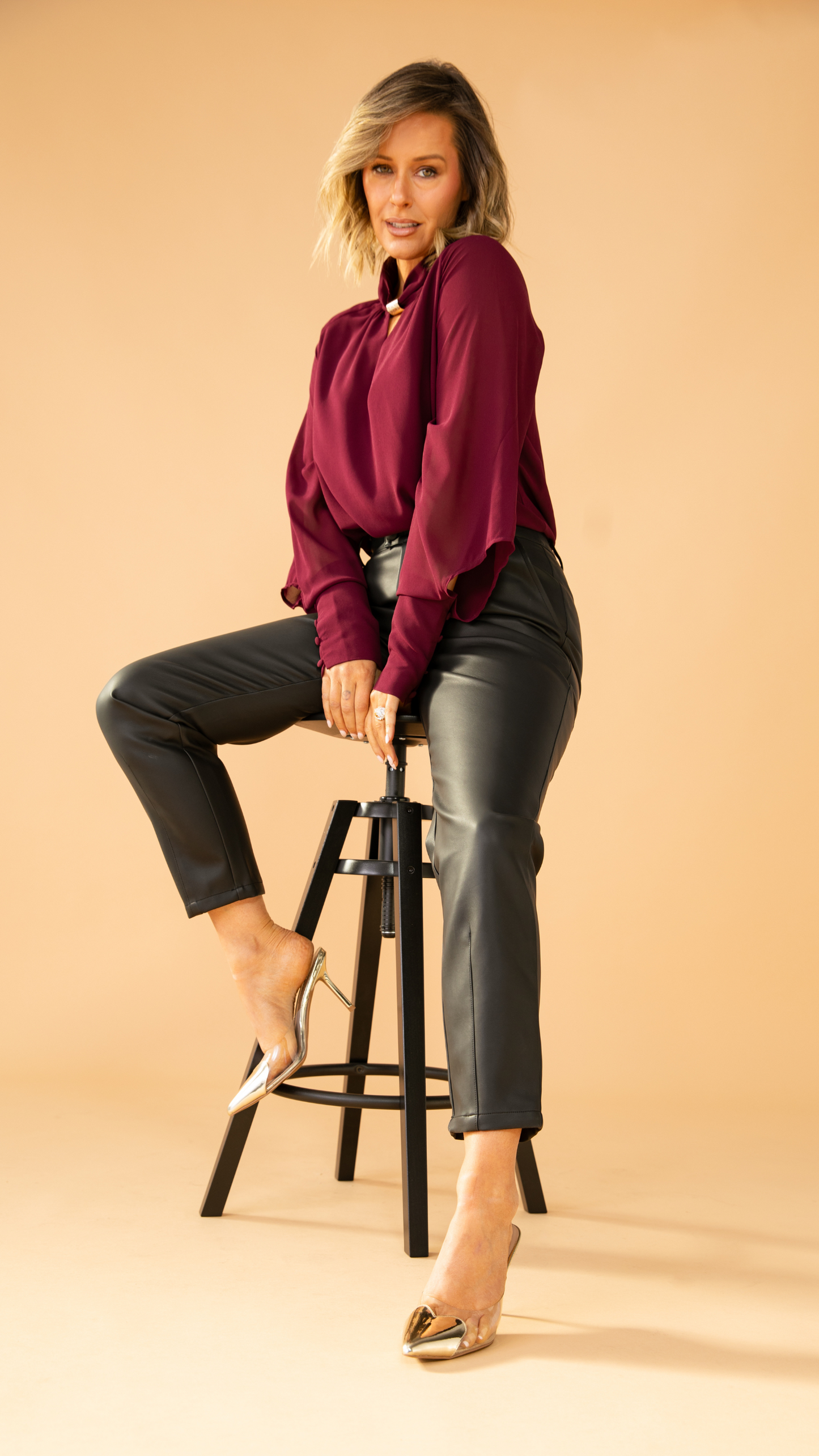 Midnight Reverie Chiffon Shirt - Wine