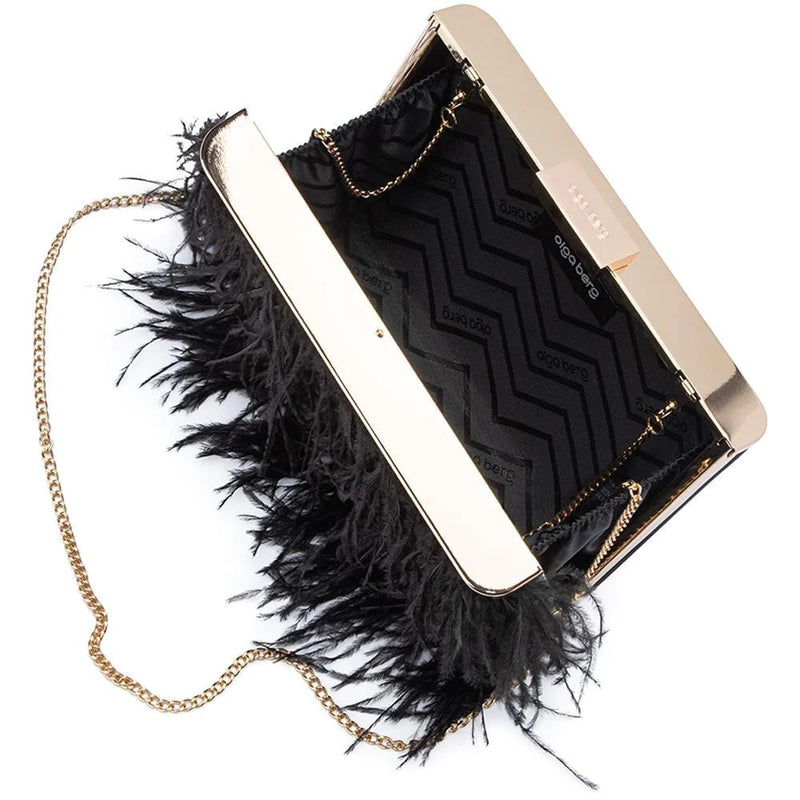 Olga Berg - Estelle Feather Clutch - Black