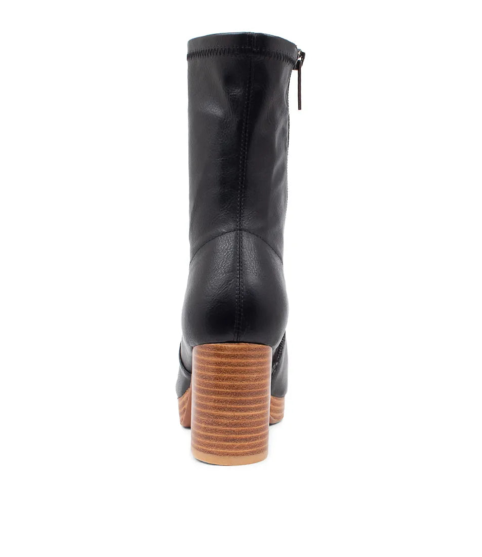Mollini Stretch Faux Leather Boots - Black