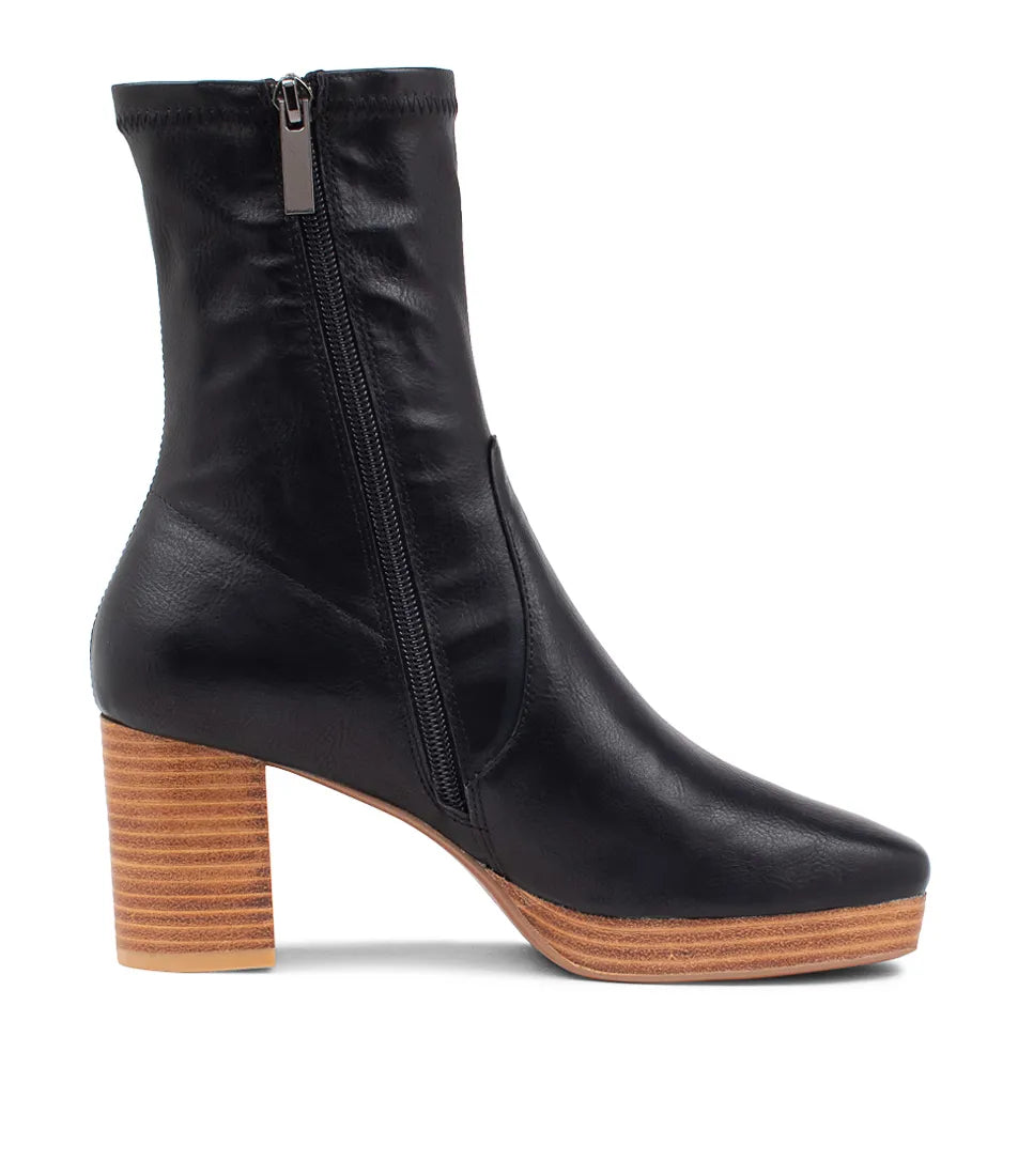 Mollini Stretch Faux Leather Boots - Black