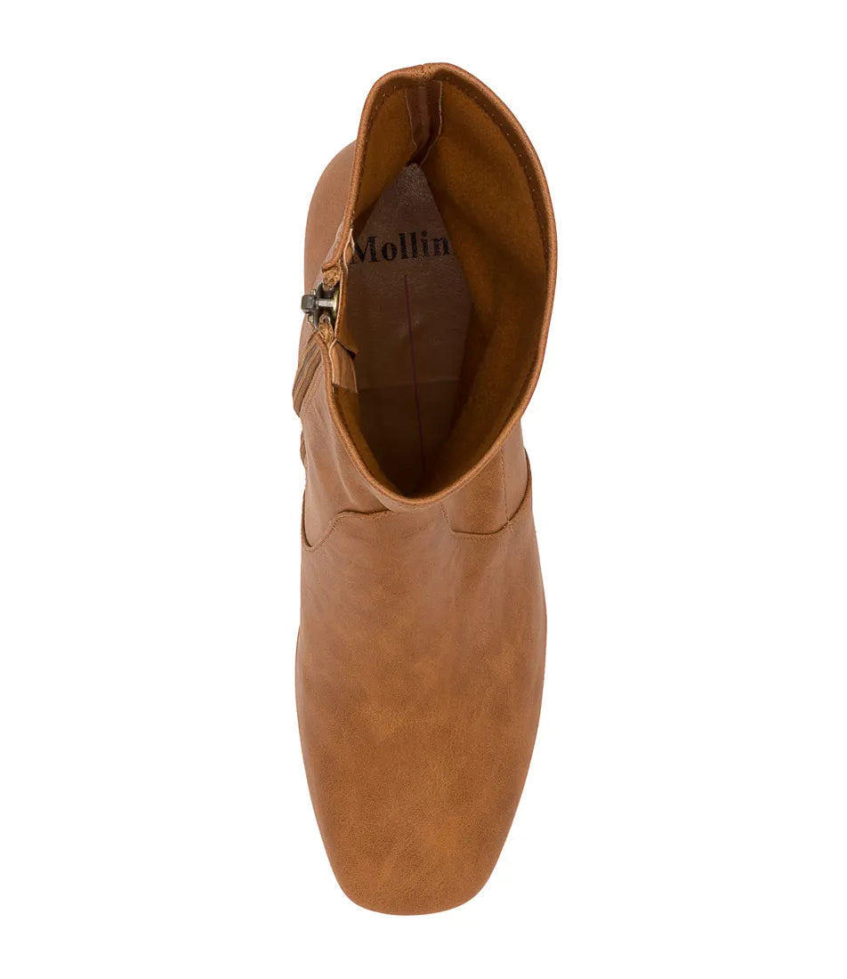 Mollini Stretch Faux Leather Boots - Tan