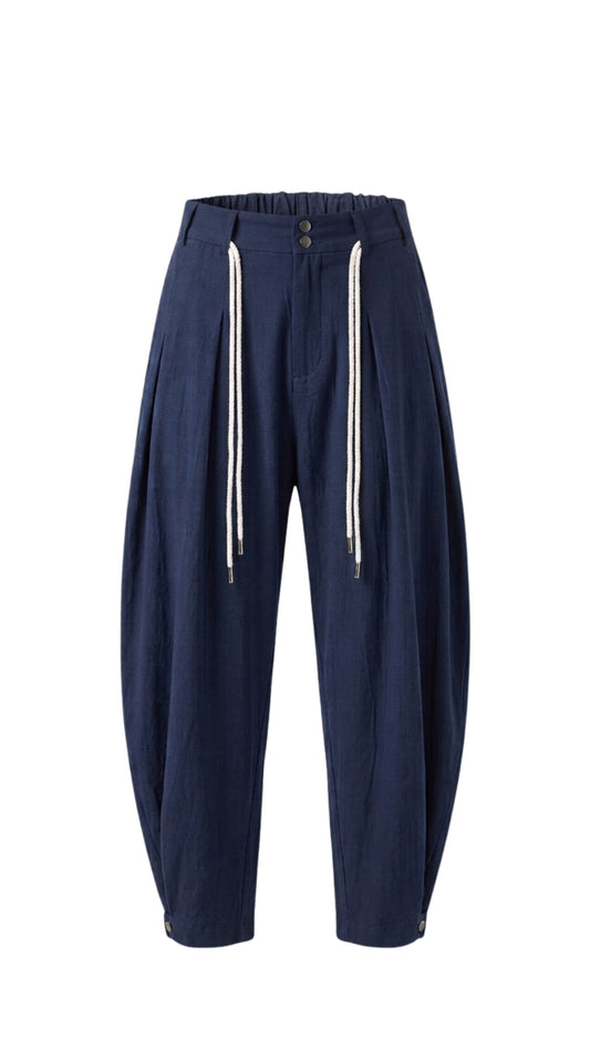 Asher Linen Balloon Pants - Navy