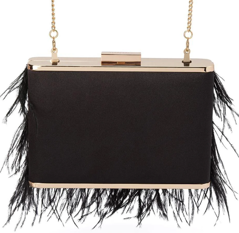 Olga Berg - Estelle Feather Clutch - Black