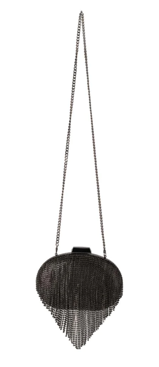 Olga Berg - Bria Crystal Fringe Bag - Black