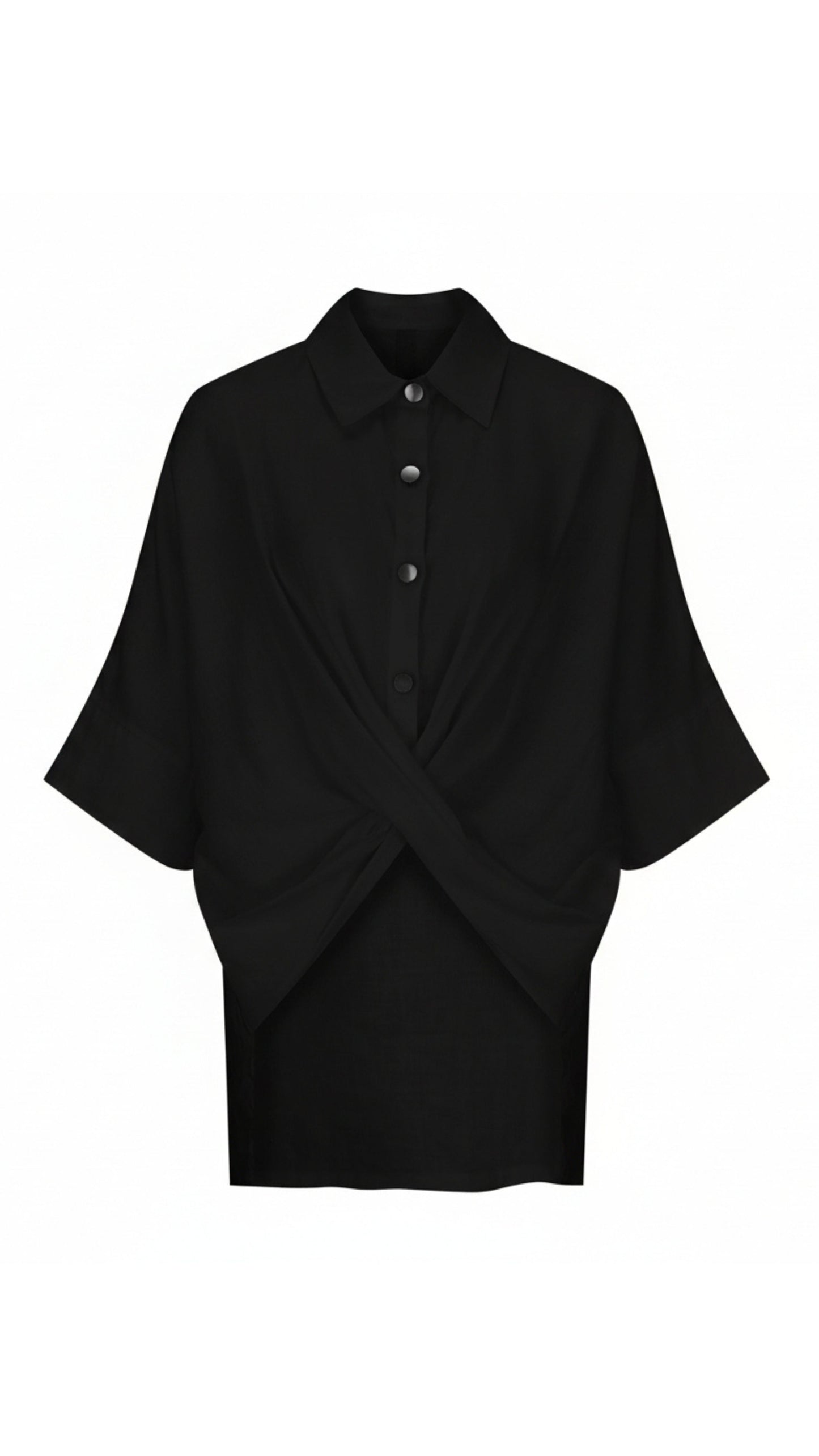 Max European Flax Linen Twist Shirt - Black