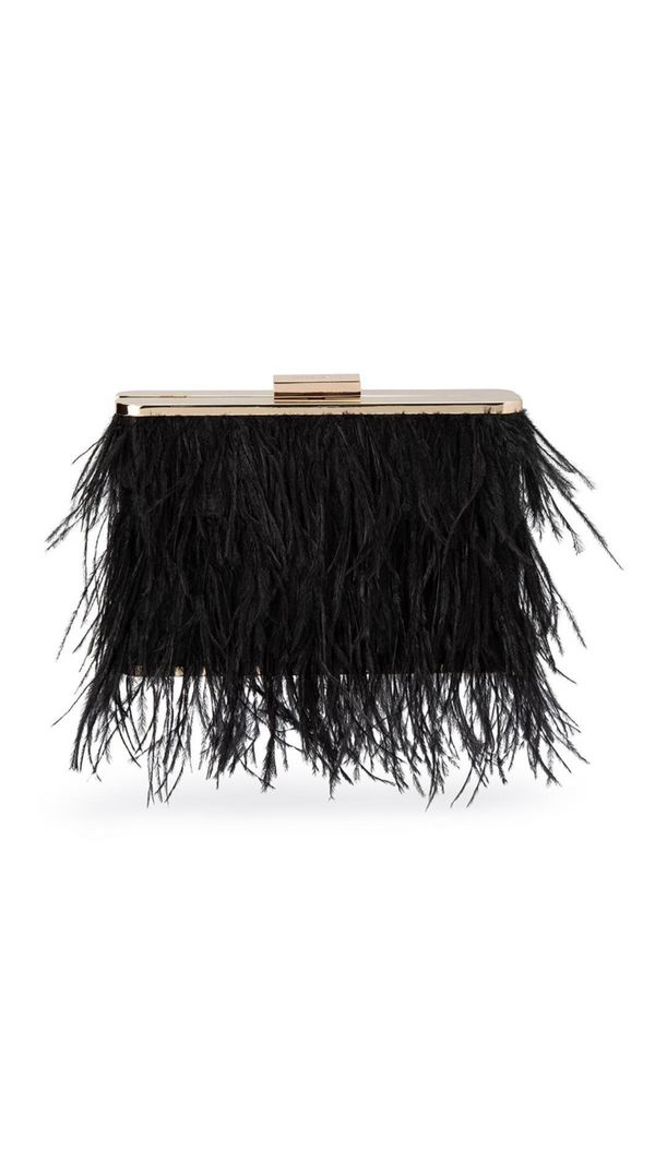 Olga Berg - Estelle Feather Clutch - Black