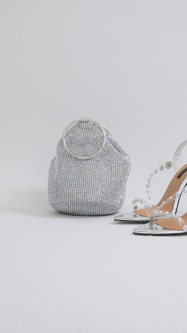 Olga Berg - Ellie Crystal Mesh Bag - Silver
