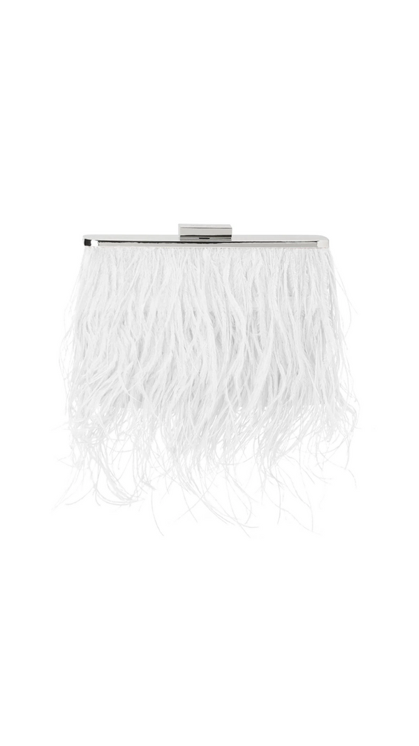 Olga Berg - Estelle Feather Clutch - White