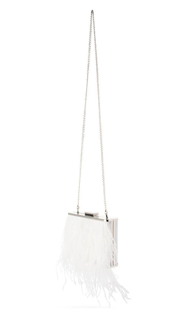 Olga Berg - Estelle Feather Clutch - White