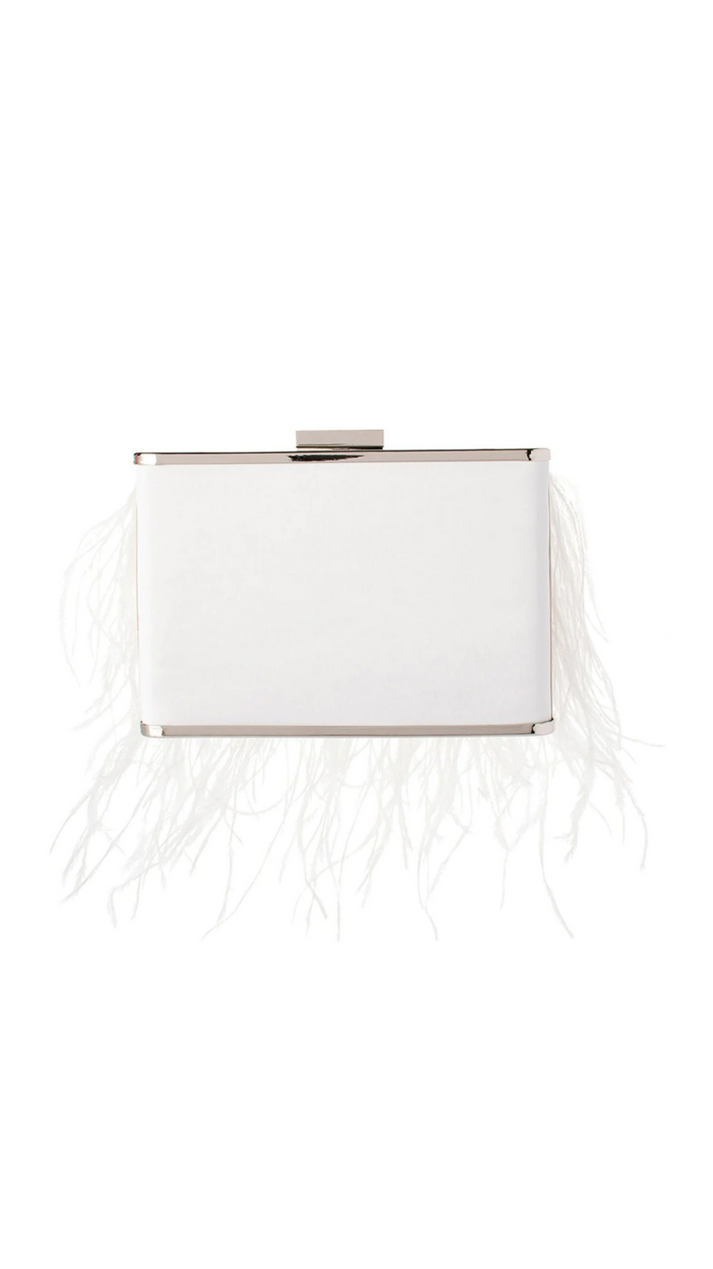 Olga Berg - Estelle Feather Clutch - White