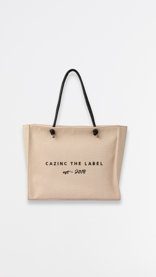 CTL Tote Bag With Leather Straps - Beige