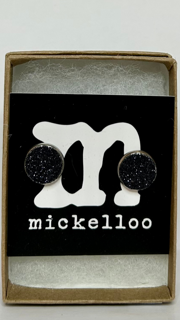 Mickelloo Small Round Earring - Black Sequin