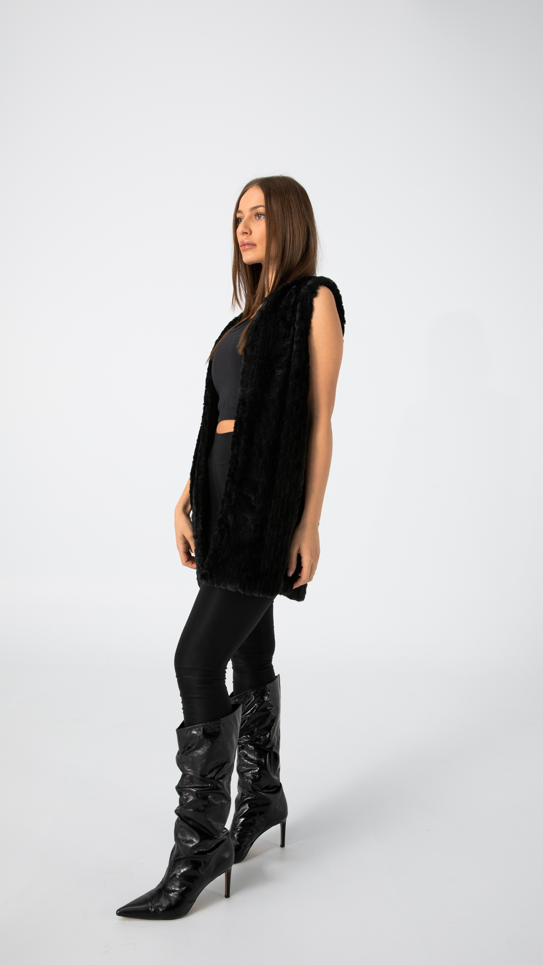 Victoria Soft Faux Fur Vest - Black