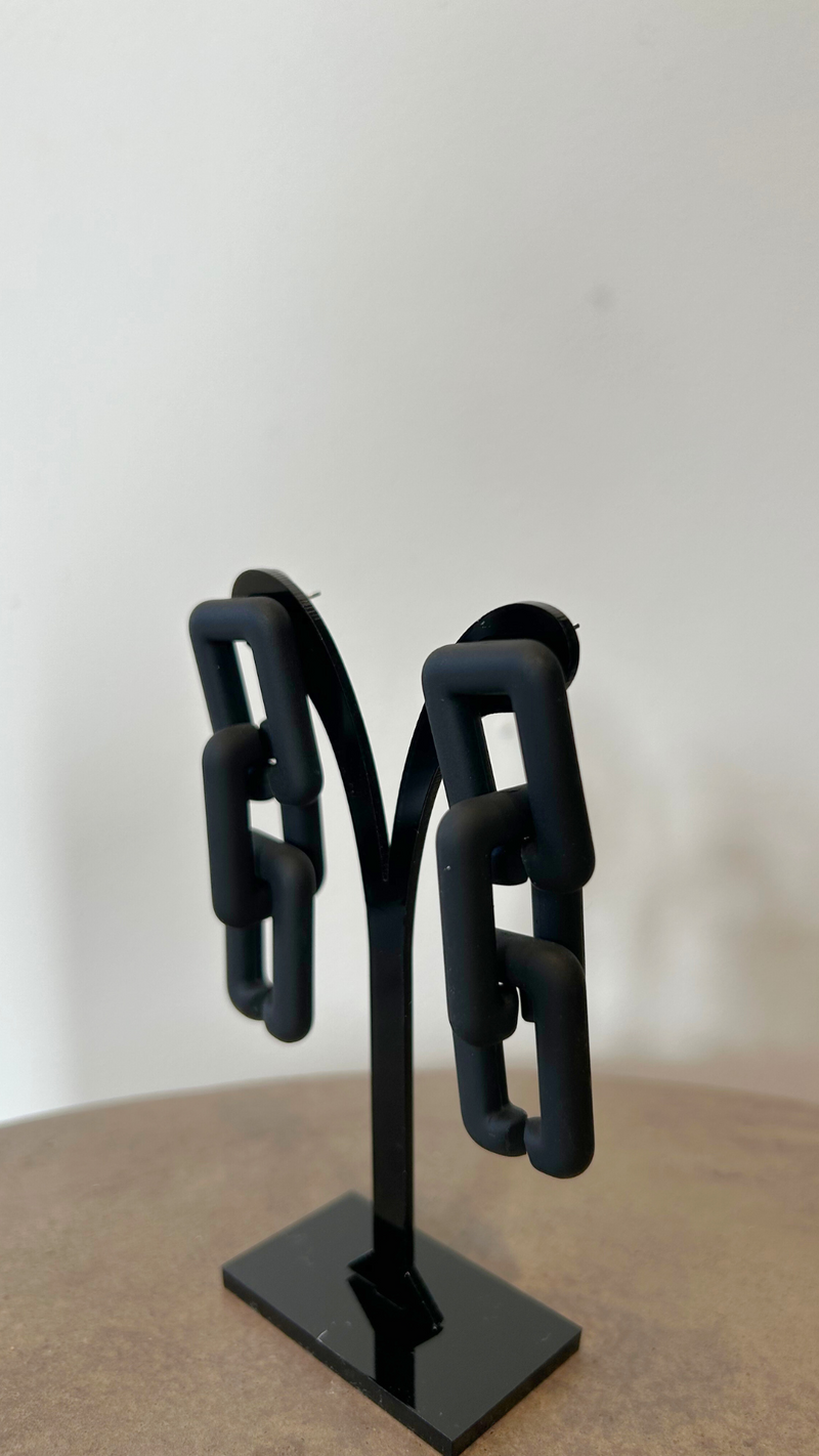 Black Chain Earring - Matte Black