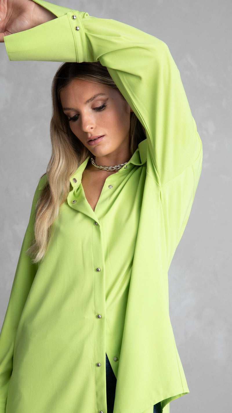 Milan Oversized Shirt - Lime Green