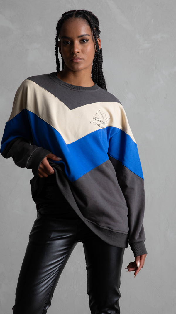 CTL Active Unisex V Top Oversized Crew - Charcoal