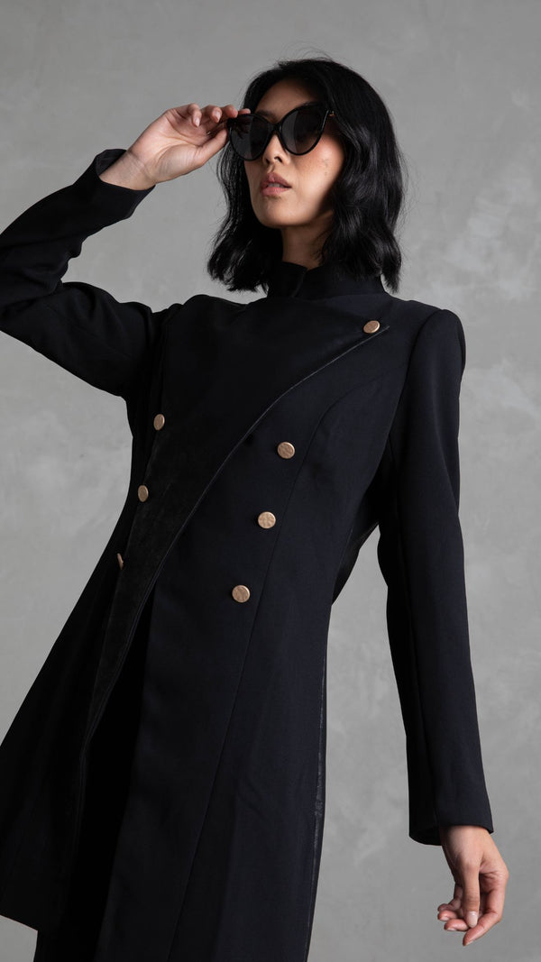 Vault Faux Leather Coat - Black
