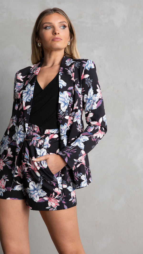 Lillie Double Breast Blazer - Floral Print
