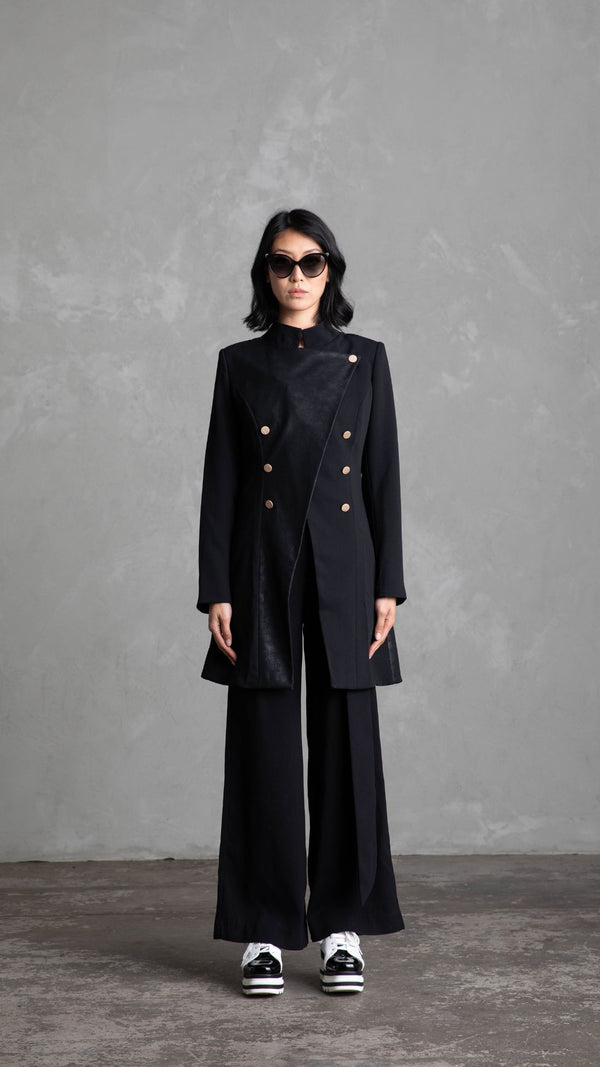 Vault Faux Leather Coat - Black