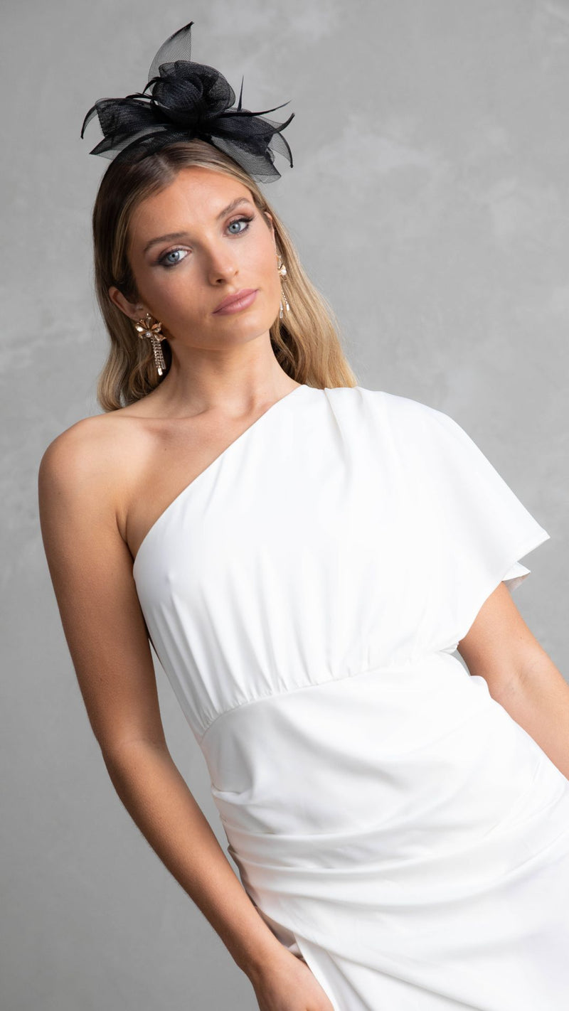 Venice One Shoulder Dress - Pearl White